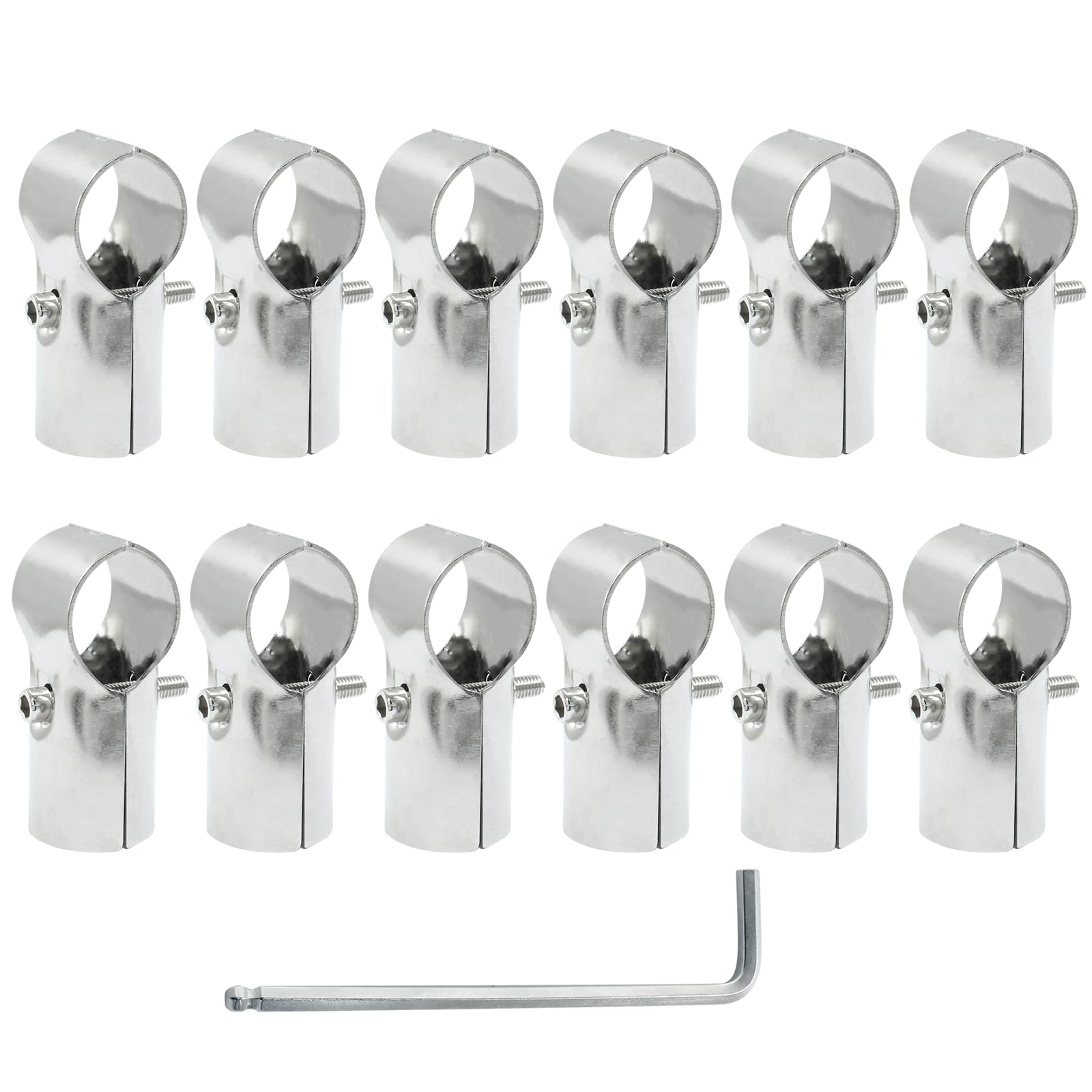 Rierdge 12 Sets of 1-3/8"/ 32mm Panel T Clamps, Stainless Steel End Rail T Pipe Clamp Pipe Fence Reinforcement Fit OD 1-3/8"/ 32mm Pipe
