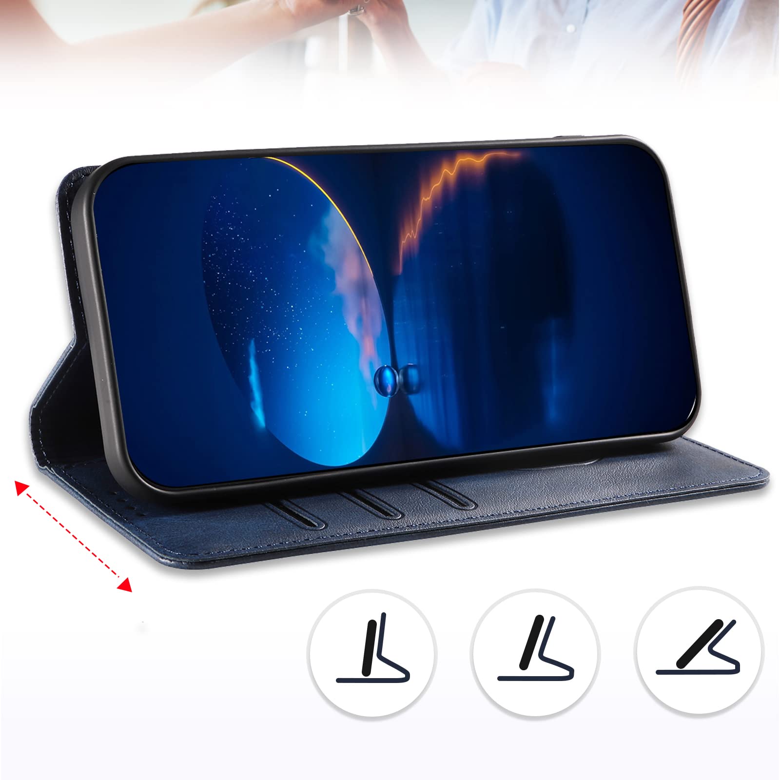 Case for Huawei P Smart 2019 / Honor 10 Lite, Classic PU Leather Magnetic Wallet Case, Flip Folio Protective Phone Cover Compatible with Huawei P Smart 2019 / Honor 10 Lite, Blue — view 5