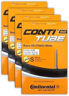 Continental Race 28 700x25-32c Bike Inner Tubes 4-Pack - 60mm Presta Valve Bundle w/ Sticker