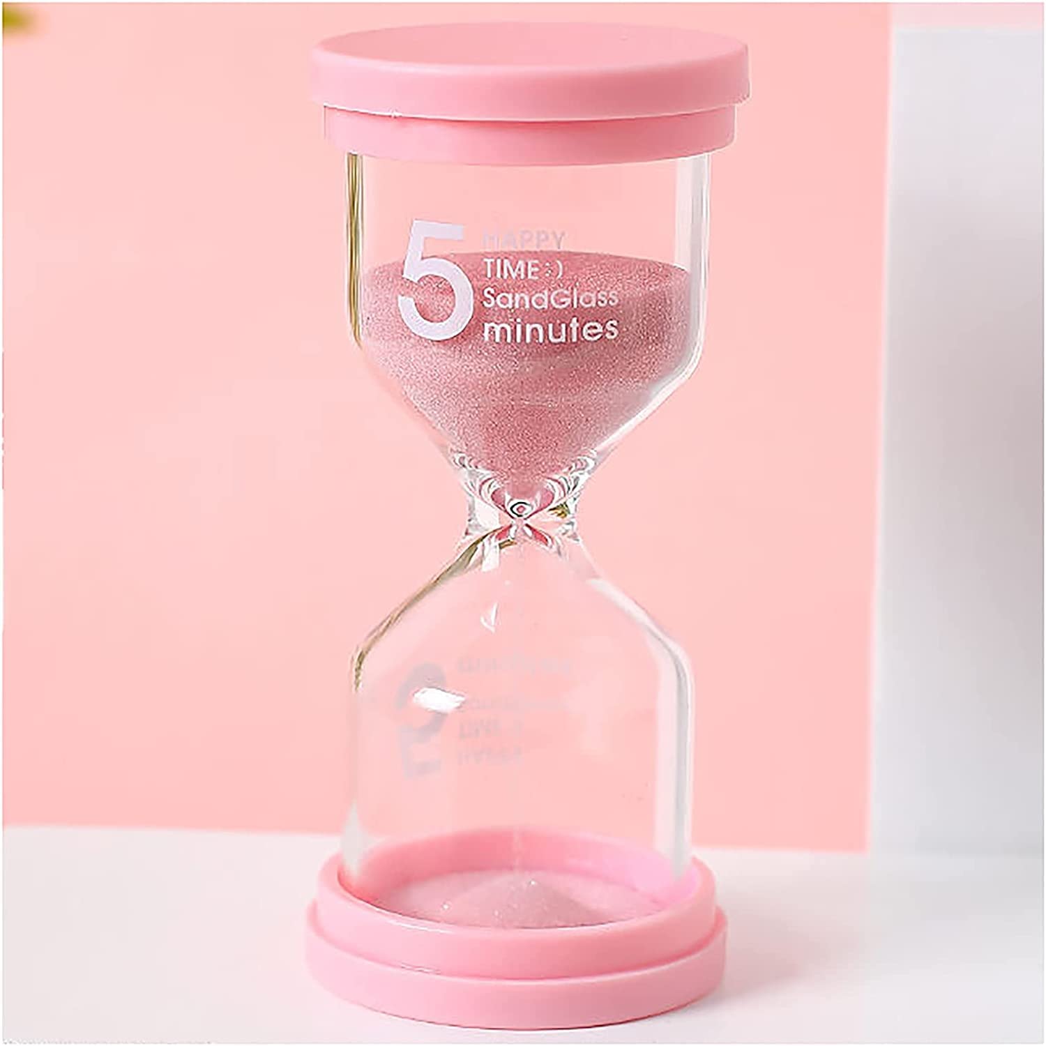 timer， Sand Timer Plastic Sandglass Colorful Hourglass Clock 1/3/5/10/15/30/45 Minutes(Roze,10 minutes)