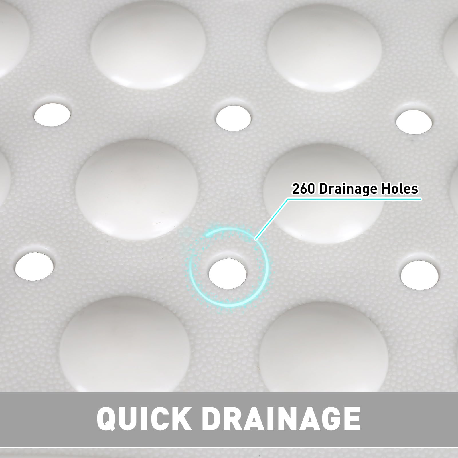 Tapis de douche antidérapant : tapis de douche extra large en TPE pour l'intérieur – Tapis de douche antidérapant mat avec trou de drainage et ventouses pour personnes âgées