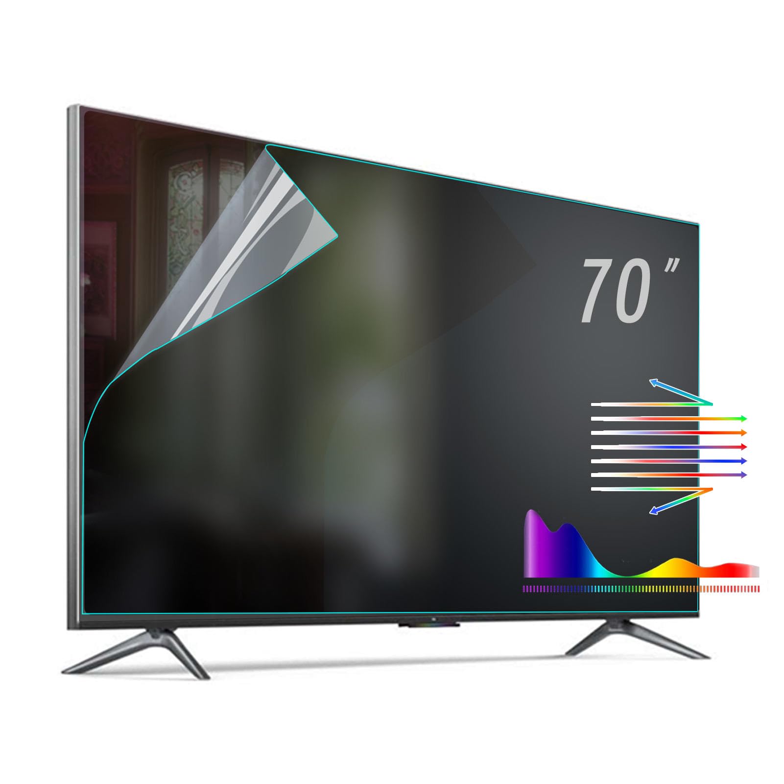 BU TV Screen Protectors 70 Inch TV Glare Stopper Anti Glare TV Film,Blue Light Film Out Blue Light from 400 to 450nm,70 Inch Anti Glare Screen