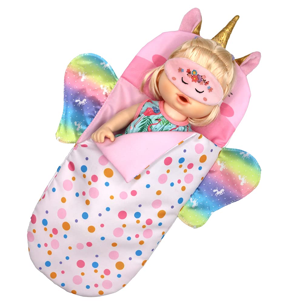 ZWOOS Saco de Dormir para Muñecas con Antifaz para Muñecas, Accesorios Suaves para Muñecas de 25-38 cm