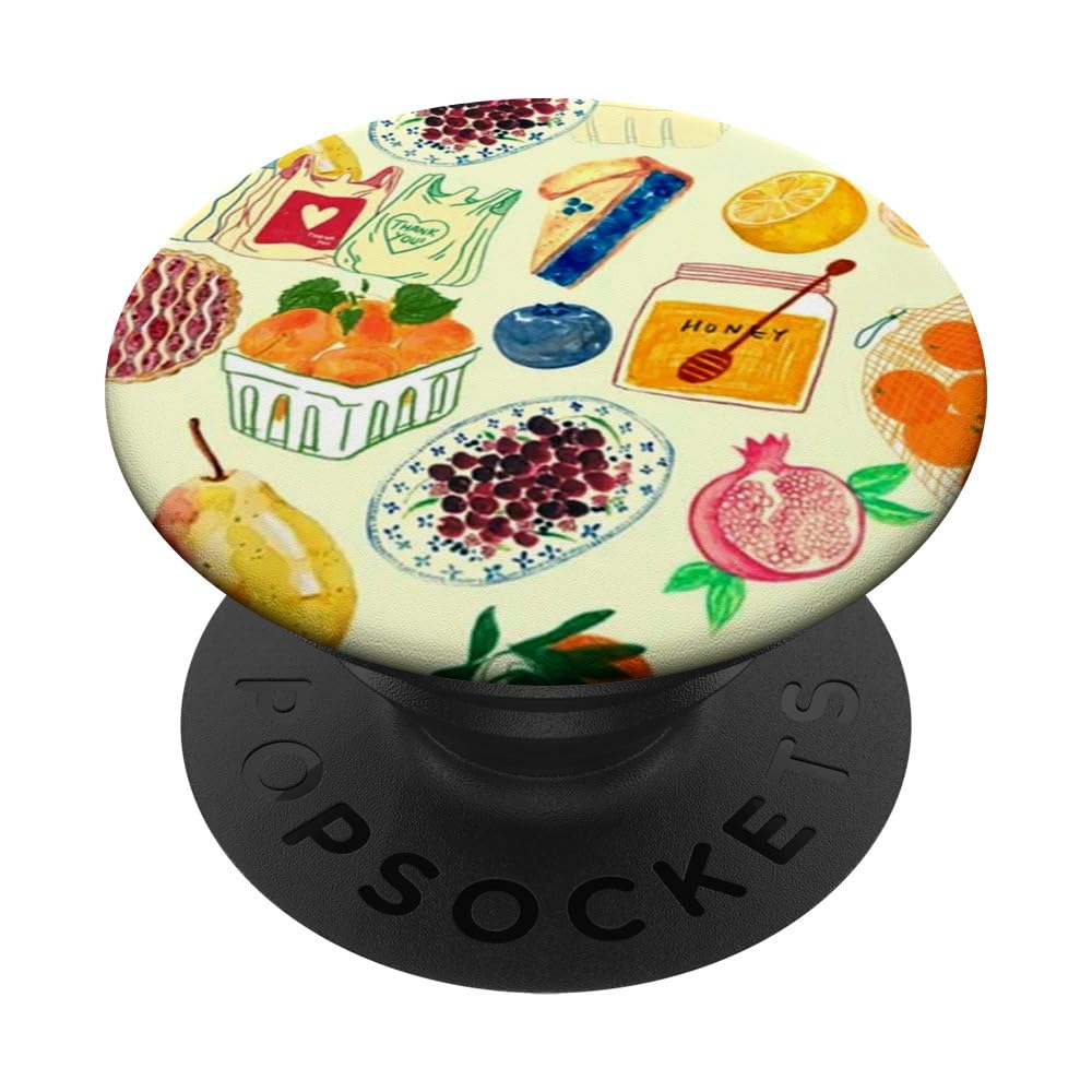 Colorful Farmers Market Collage Sage Green Preppy Aesthetic PopSockets Adhesive PopGrip