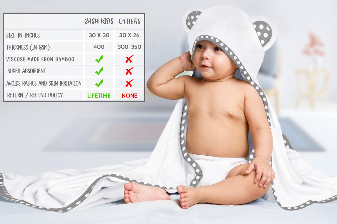 Juego de 2 toallas de bambú con capucha – Grandes, lujosas y superabsorbentes – 35 x 35 pulgadas – suaves y adecuadas para bebés, niños pequeños y niños – 400 GSM para niños y niñas