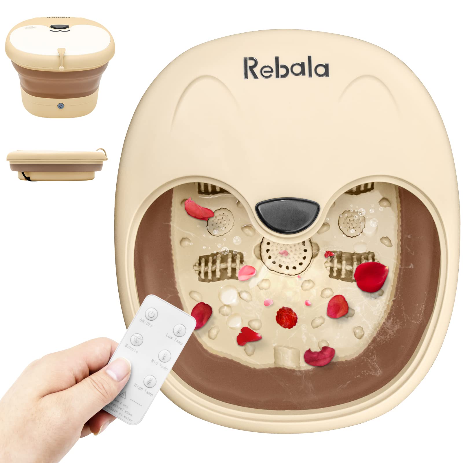 Rebala Folding Foot Spa Bath Massager with Heating,Pedicure Foot Soak