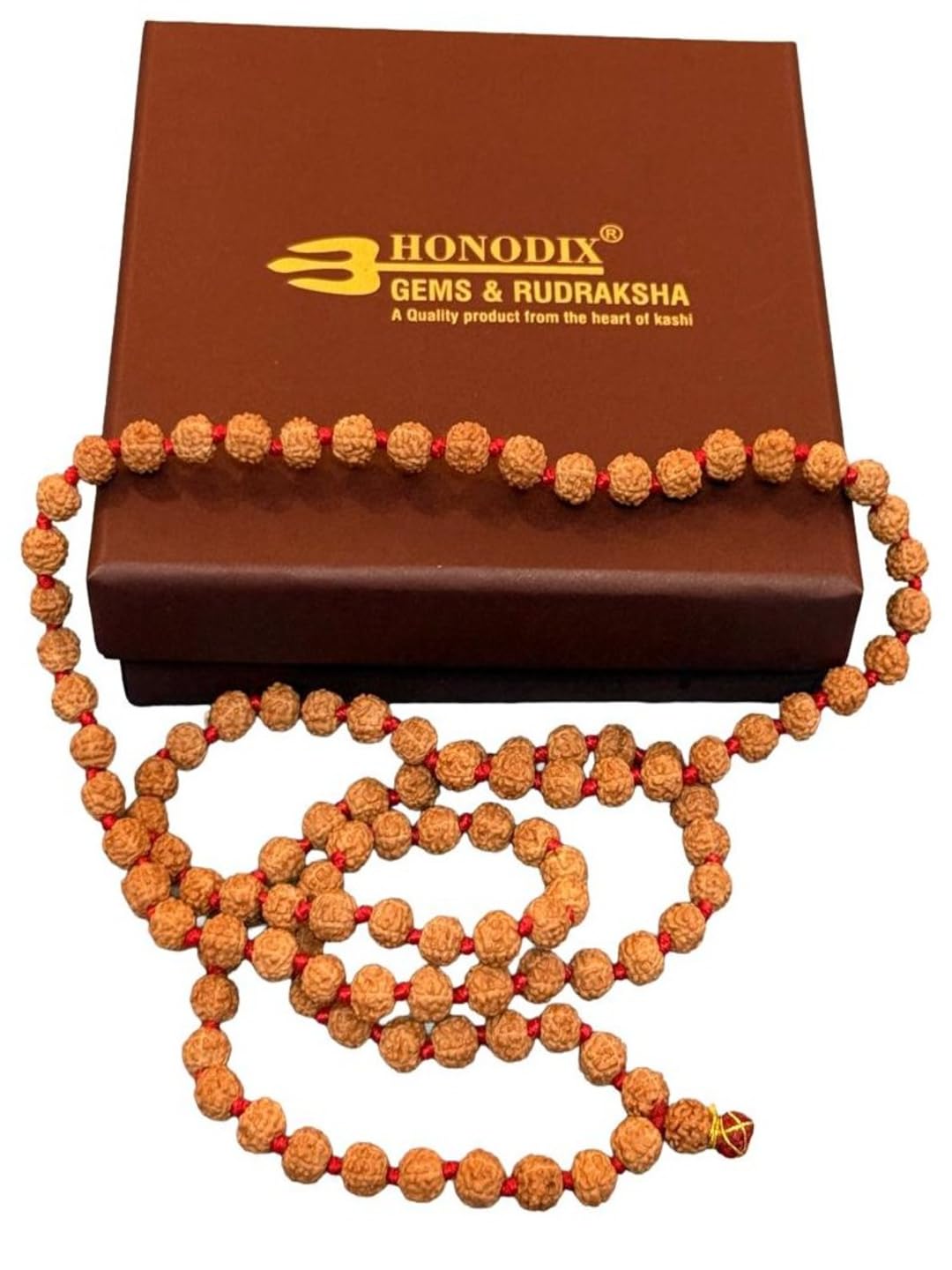 HONODIX Unisex Panchmukhi 108+1 Beads Prayer Rudraksha 7Mm Mala For Japa & Wearing (7Mm) 1