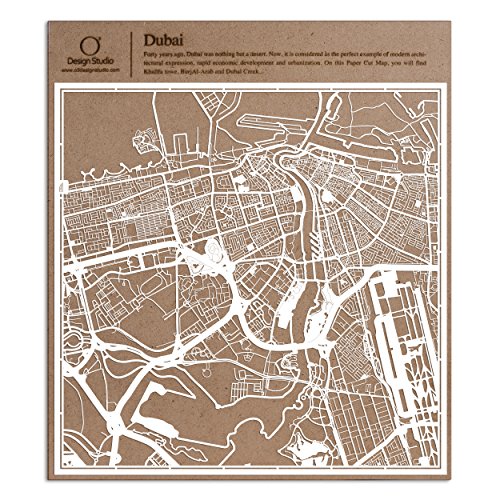 Dubai Recortes de papel del mapa Blanco 30x30 cm Arte de papel