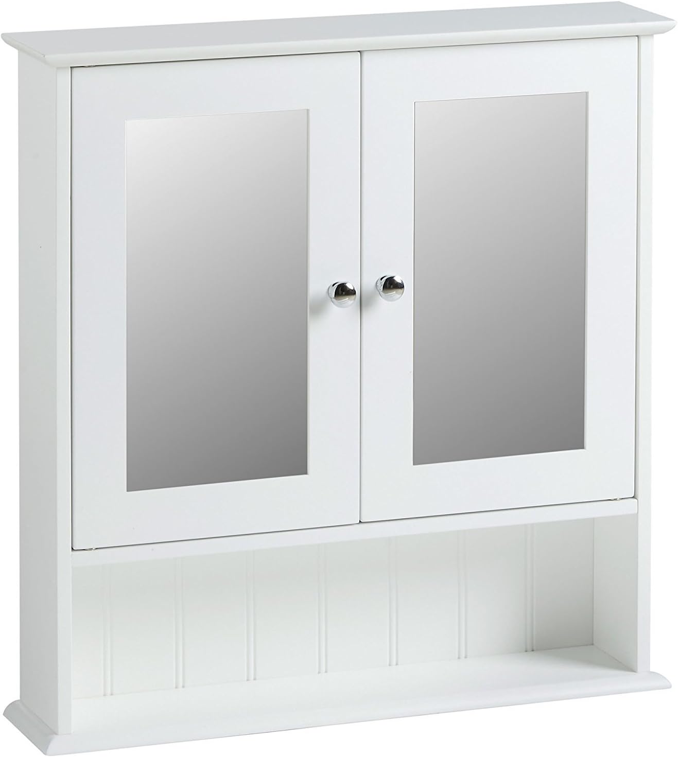 VonHaus Bathroom Cabinet with Mirror - White Wall Mounted Double Door Storage Cupboard ...