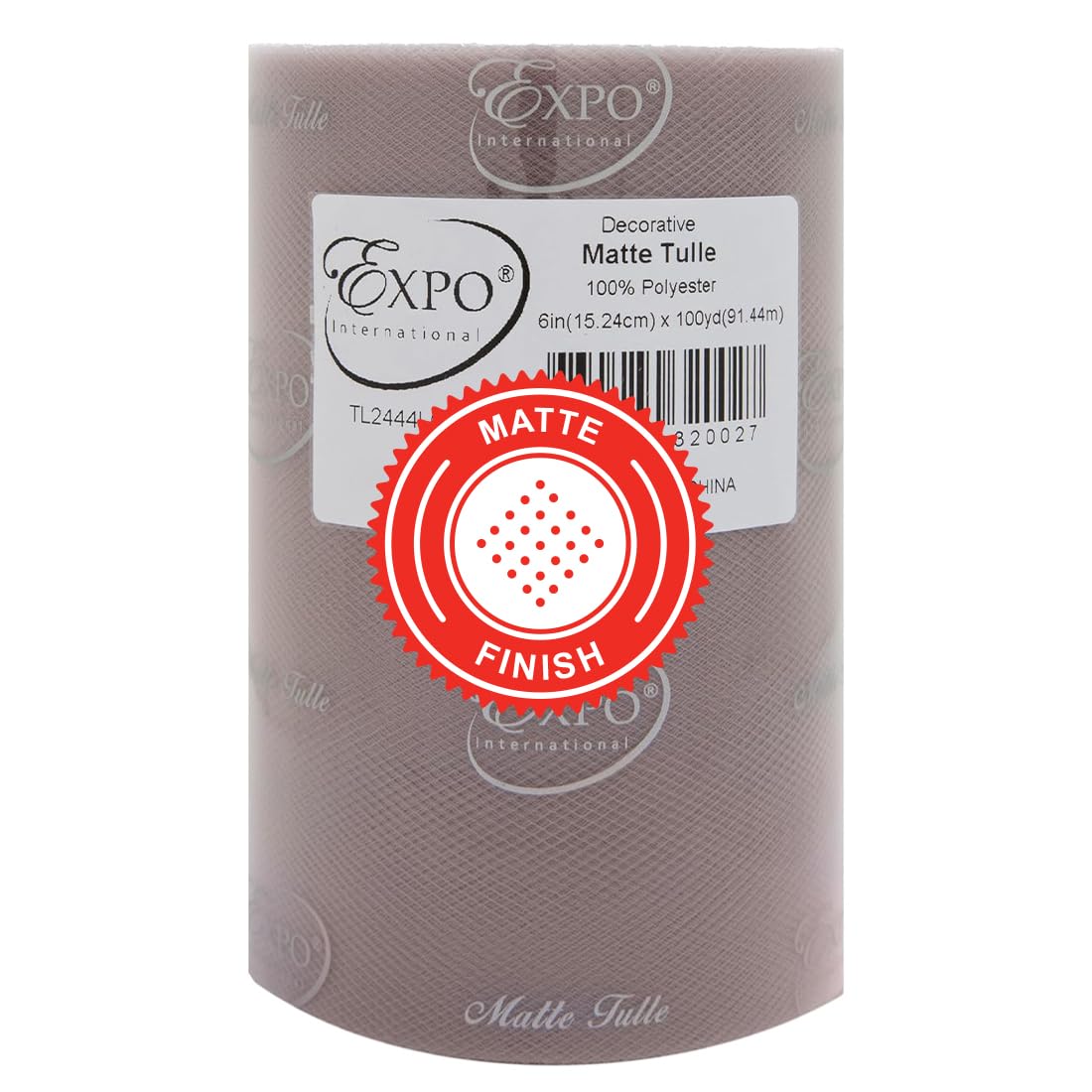 Expo International Decorative Matte Tulle, Roll/Spool of 6” X 100 Yards, Lightweight Polyester Tulle Fabric for Tutus, Costumes, and Party Decorations, Washable, Easy-to-Use, Light Gray