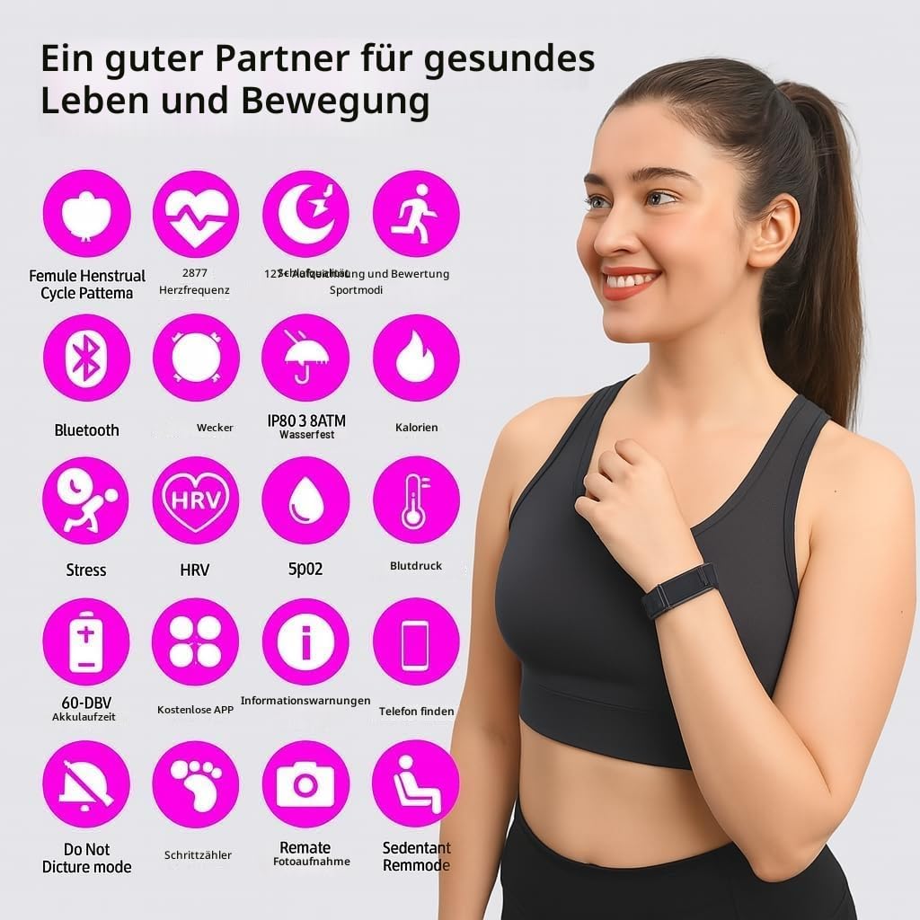Fitness Armband ohne Display, Smart Band Damen Herren mit GPS, Pulsmesser, SpO2, Akku +1 Monat Laufzeit, Schrittzahler, Schlafmonitor, Benachrichtigungen, IP68 Wasserdicht, Aktivitatstracker i