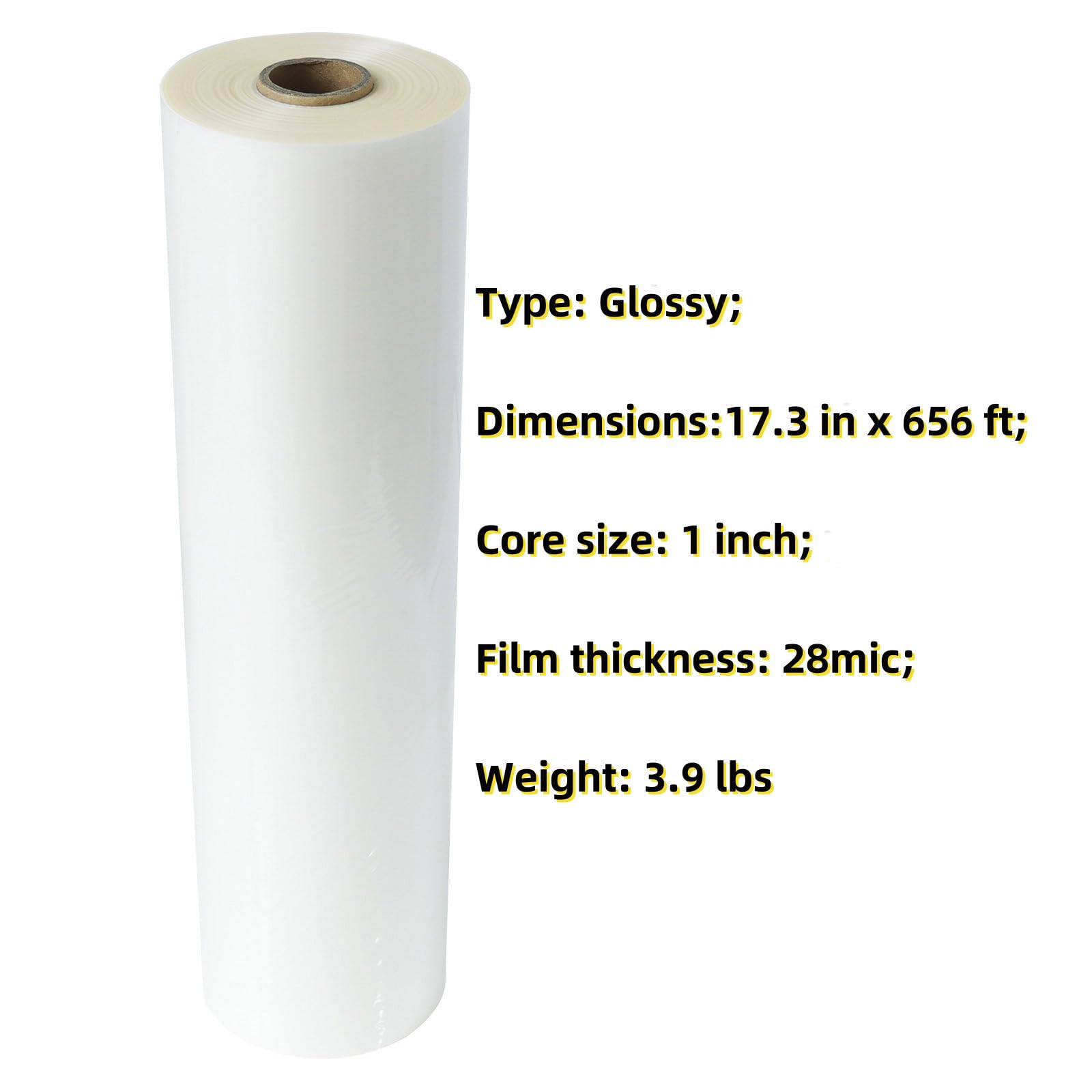 17.3 in x 656 ft Glossy Thermal Laminating Film, 1