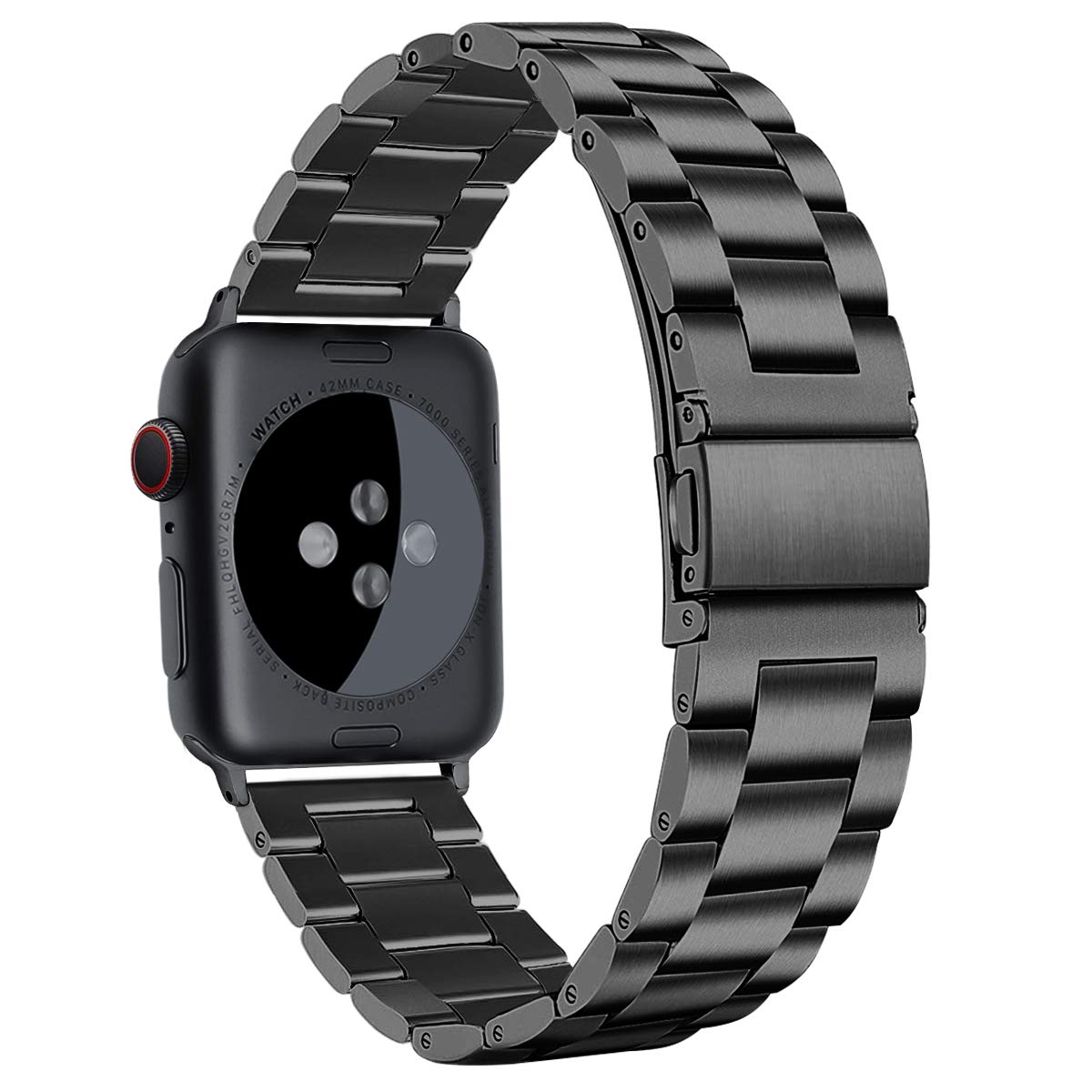 SUPOIX 42mm/44mm/45mm/49mm Large Bands Compatible with Apple Watch Series 8 7 45mm/Ultra/ 6 5 4 SE 44mm/3 2 1 42mm, Stainless Steel Metal Link Replacement Wristbands Strap for Men-Space Black