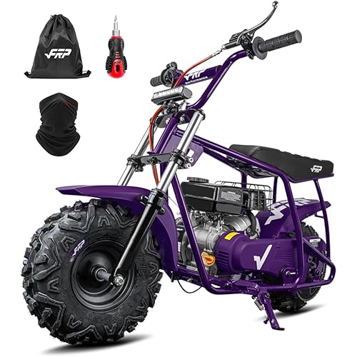 FRP GMB100 Performance 99CC 4-Stroke Mini Dirt Bike - Upgraded Hydraulic Brakes & Front Suspension Fork, 28MPH Off-Road Mini Bike with LED Headlight, Anti-Slip Seat, Supports 220LBS (Purple)