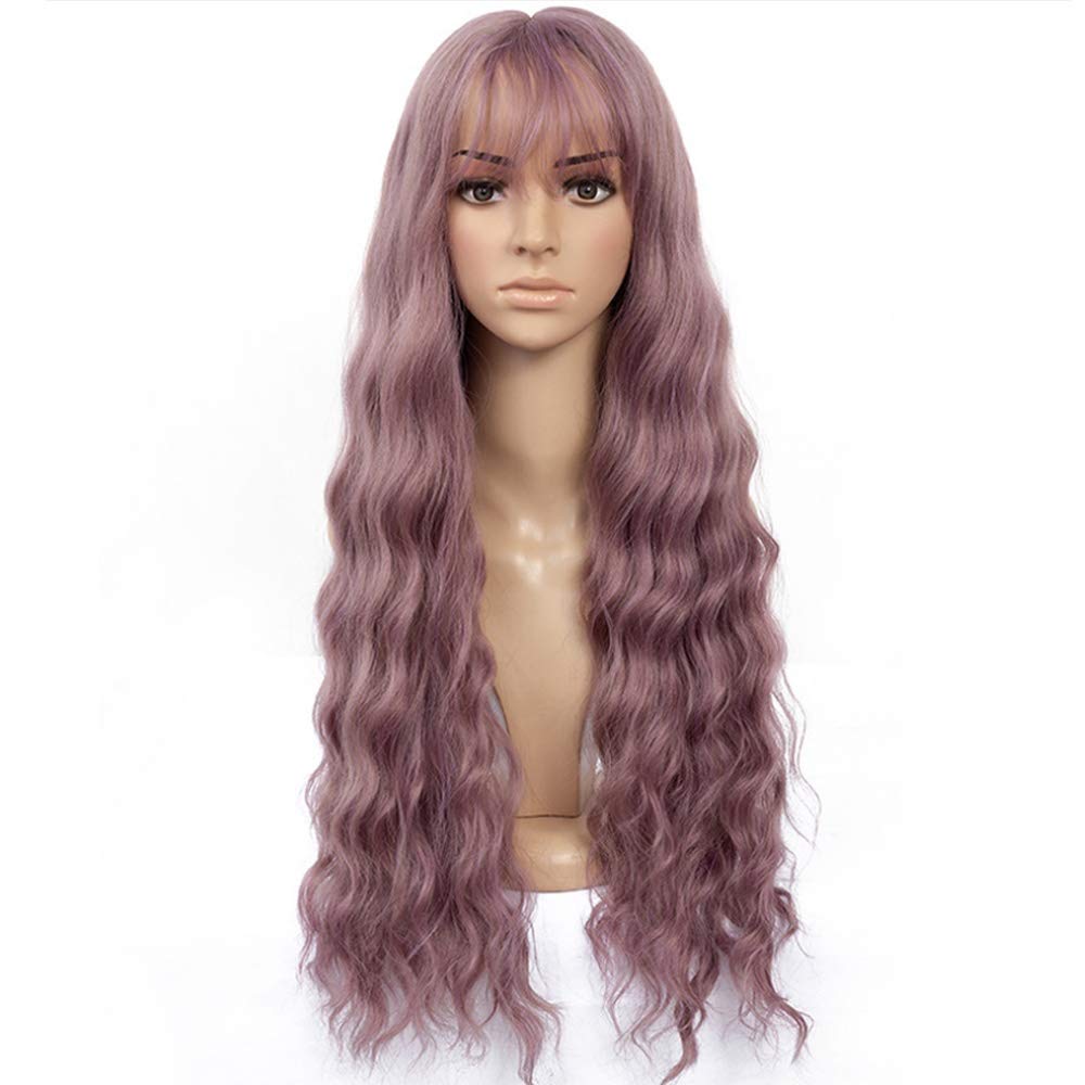 Clloe Long Purple Curly Wig With Bangs Fancy Dress Wig