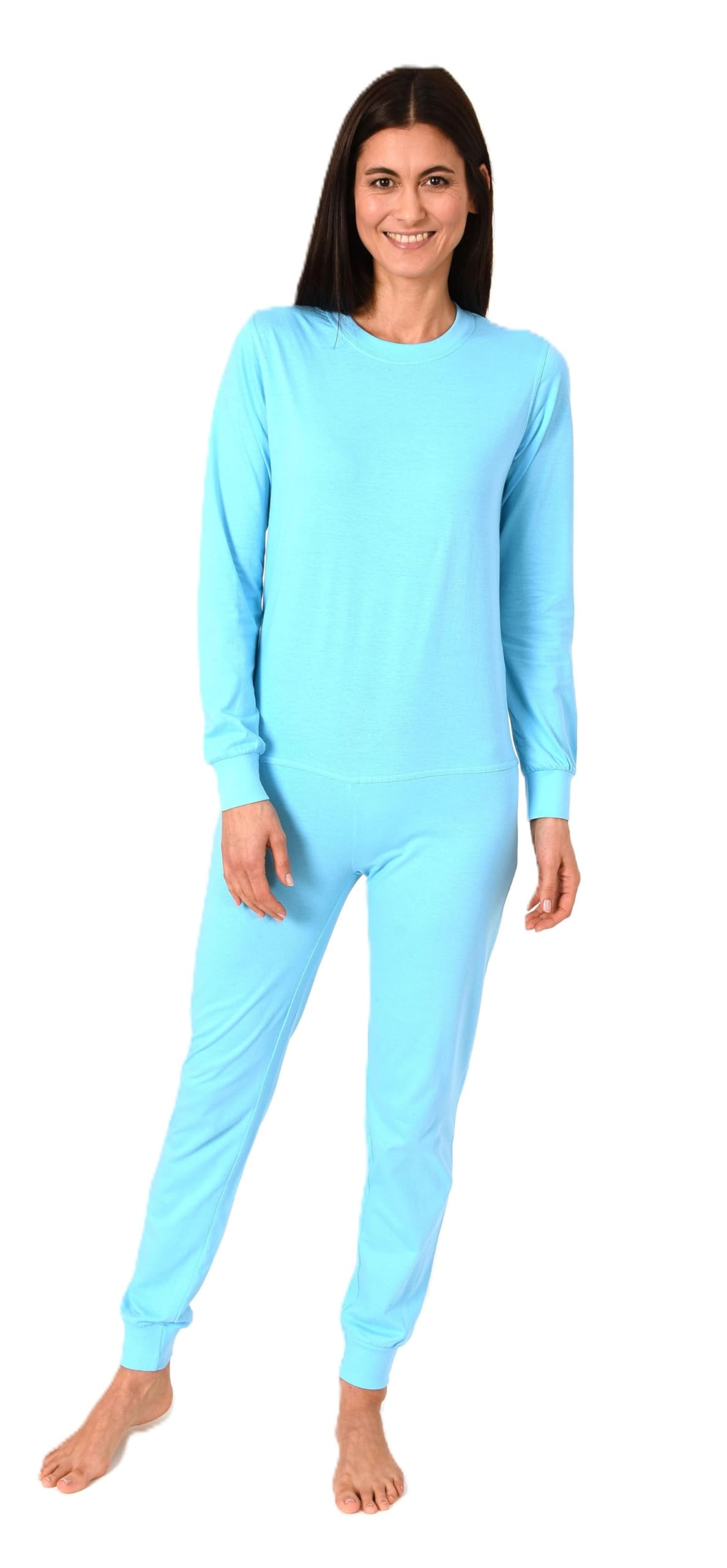 Normann Care Women's Care Overall Long Sleeve One-Piece Pyjamas with Zip on the Back, turquoise, S
