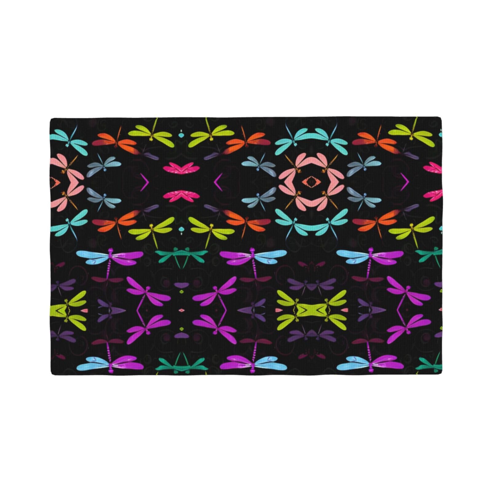 Cute Dragonfly Imitation Linen Placemat – Elegant Double-Sided Printed Table Mat for Home, Dining, Weddings