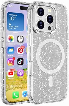 iPhone 16 Pro Max  le Uyumlu K l f Kablosuz  arj  zellikli Parlayan Simli Saydam Renkli Allstar Kapak