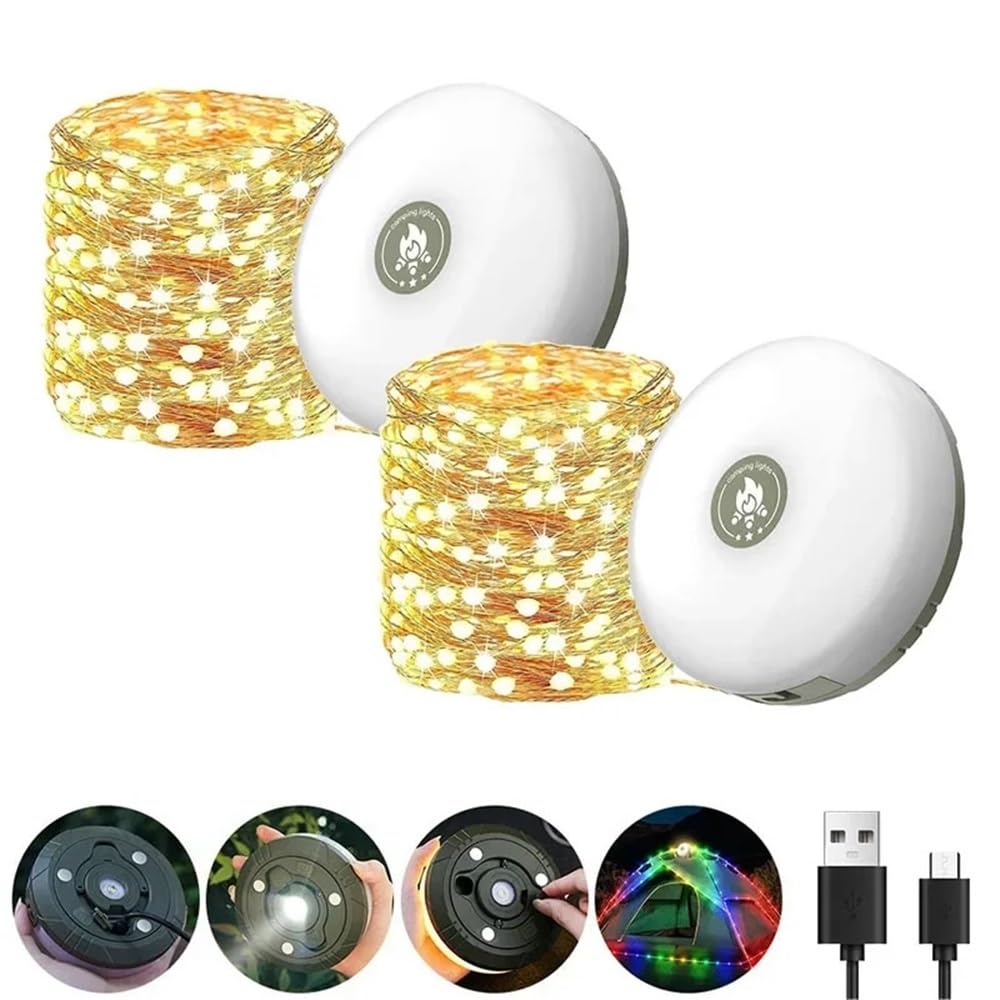 Wielofunkcyjna konstrukcja 4 w 1 Lampa kempingowa String USB Ładowana lampa zewnętrzna do namiotu Lampka dekoracyjna XTE Latarka LED z haczykiem magnetycznym