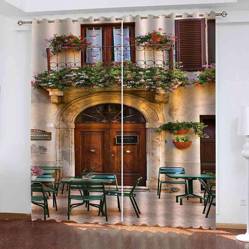 Rideau occultant thermique pour porte en bois imprimé cabine rétro salon