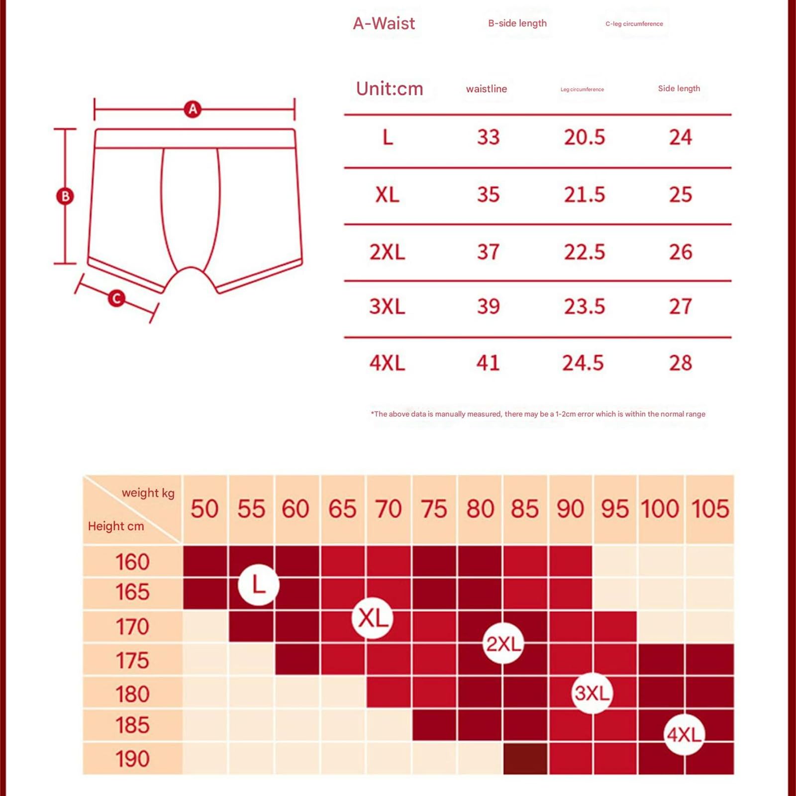 Boxer Uomo Mbiancazione Rossa da 3 Pacchetti Bianche Mid-Waist Senza Soluzione di continuità Nozze Hongyun Modal Red Shorts-Rosso 8-3xl