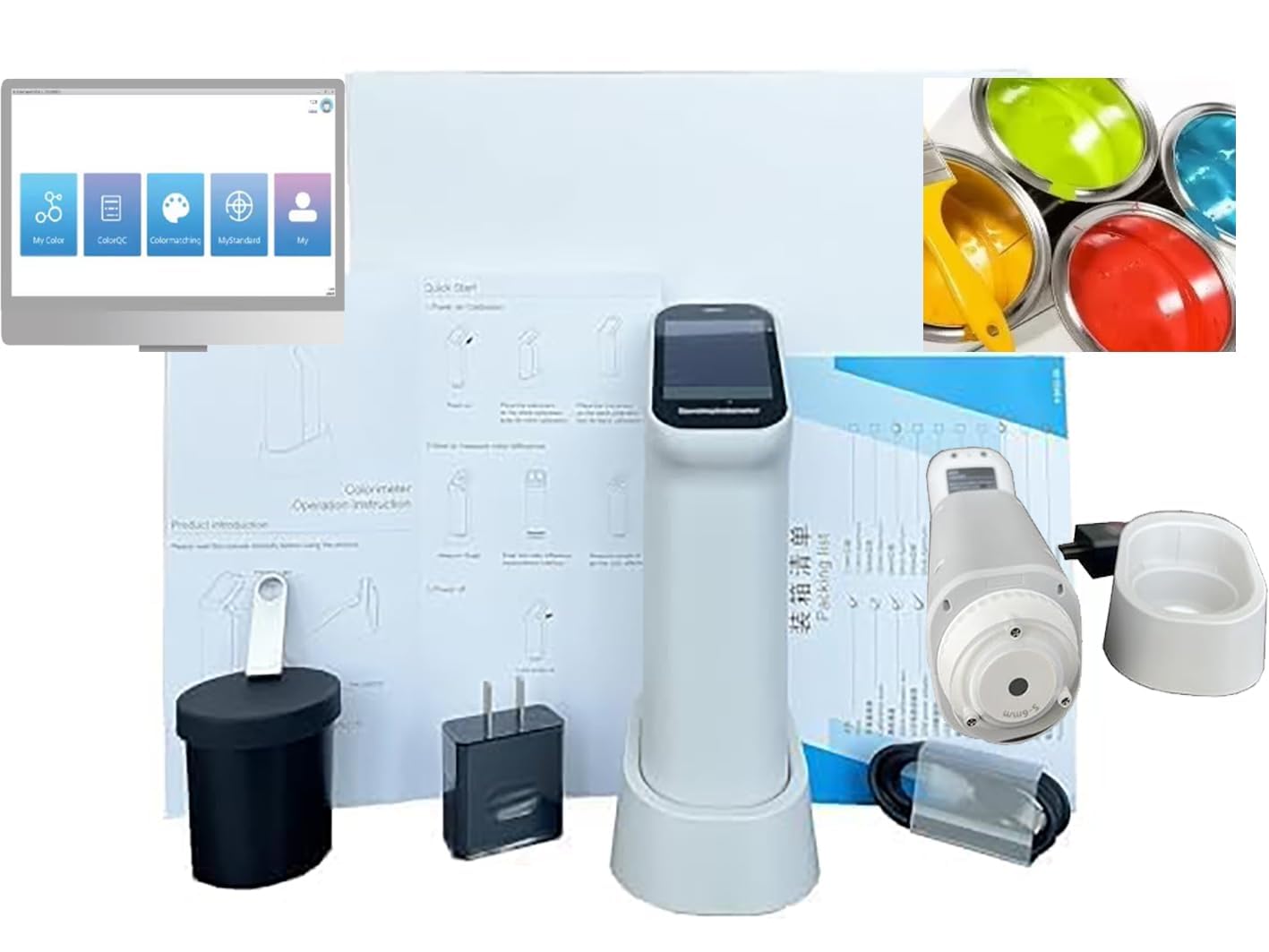 Portable Colorimeter Color Meter Analyzer Color Measurement with Accuracy 0.01 Aperture 3mm 6mm 11mm Visual Observation Method D/8 SCI Camera Function for Coating Ceramic Plastic Paint Test