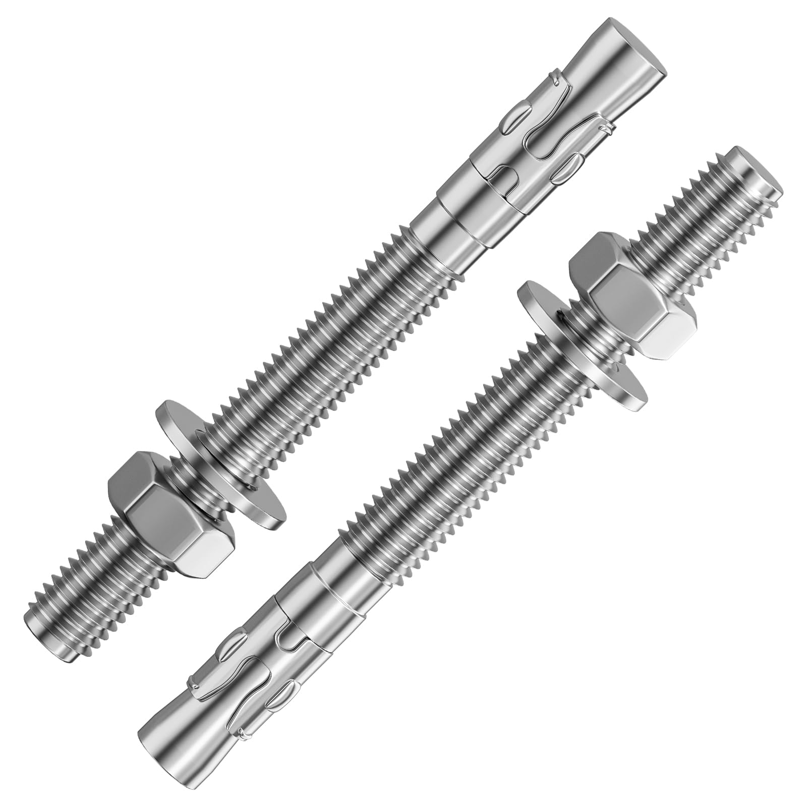 Wensilon 30Pcs 3/8x4 Inch Standard Fasteners for Heavy-Duty 304 Stainless Steel Wedge Anchors for Cement and Concrete