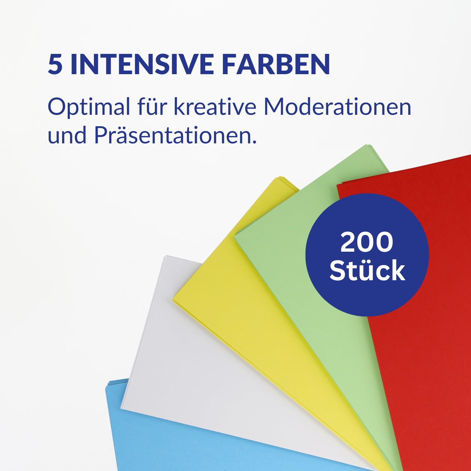 Westcott Moderationskarten 200 Stück Intensivfarben Mix (15er-Pack) | Robuste Karteikarten 190gr/m² | Format 10,5 x 20 cm ideal für Moderationskoffer, Workshops, Seminare | E-733323 00