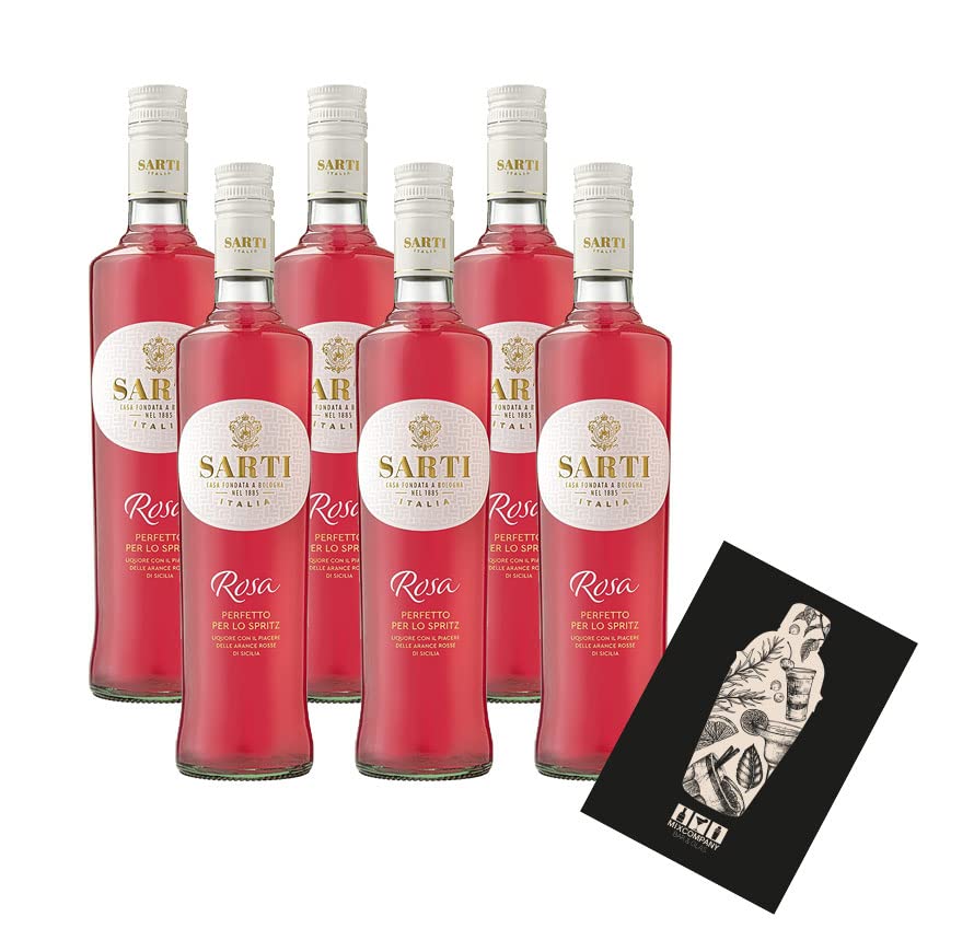 Mixcompany Bar & Glas Sarti 6er Set Aperitif Rosa 6x 0,7L (17% Vol) Sarti Mailand Italien- [Enthält Sulfite]