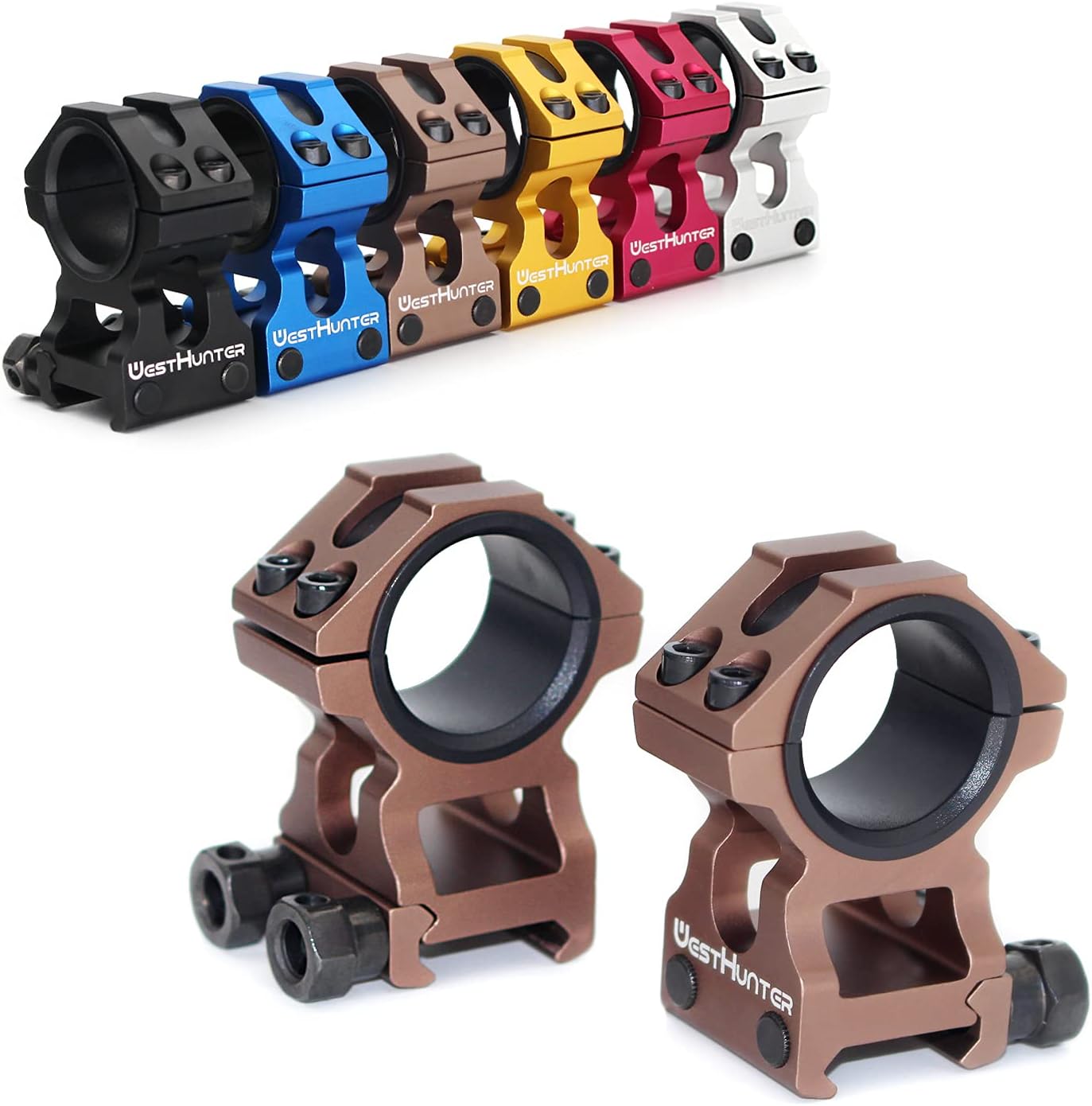 WestHunter Industrial Grade Precision Rifle Scope Rings, 1 Inch 30 mm Tactical 6061 T6 Picatinny Scope Mount | 36 mm / 29 mm Center Height