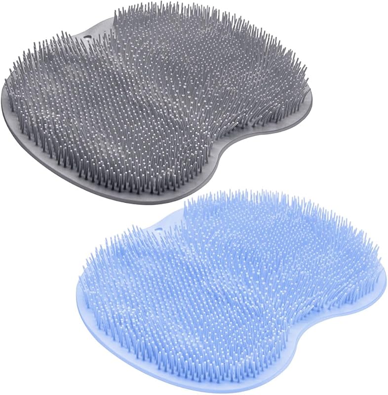 2PACK Shower Foot Scrubber Mat Back Washer Back Exfoliating Bath Wash Pad Wall Mounted Slip Suction Cups Foot Scrubber for Use in Shower Cups Foot Cleaner for Men and Women