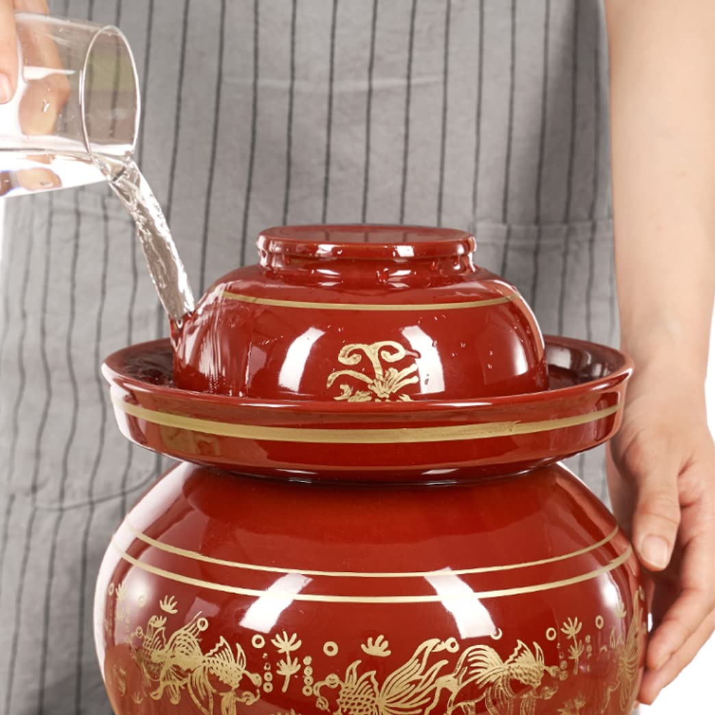 Tradycyjny chiński ceramiczny garnek do fermentacji, słoik do kiszenia z pokrywką z uszczelką wodną, duży pogrubiony ceramiczny słoik do kiszenia, pojemniki do przechowywania kimchi 8 kg (2,5 kg