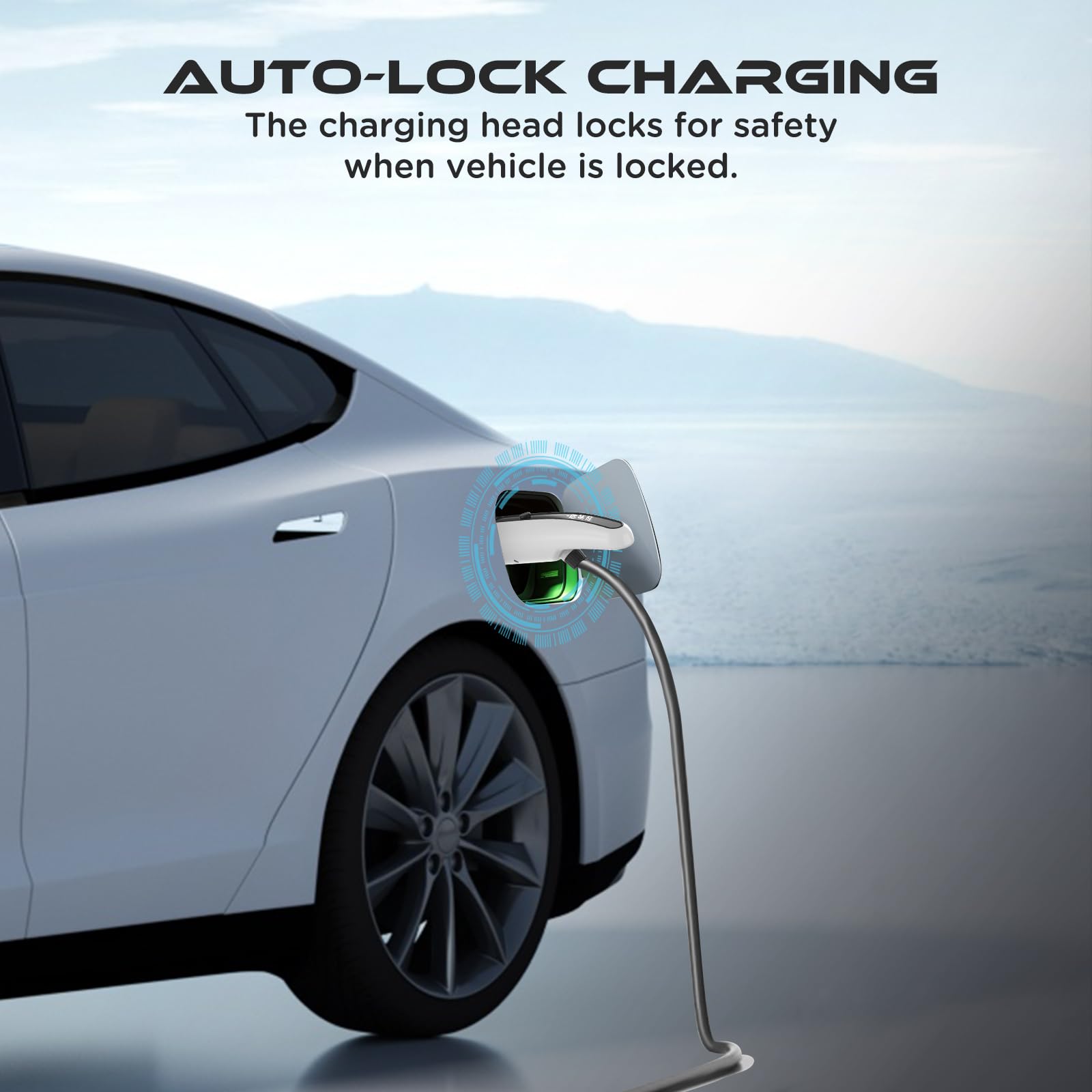 EV Charger Type 2 to 3 Pin Plug, Portable EV Charging Cable, 3kW [8/10/13A] Electric Car Charger for EVs and PHEVs with Storage Bag(White 7.5M) - 5