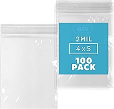 GPI - 4" x 5" Zip Bags, 100 Count, 2 Mil, Clear Plastic Reclosable Zipper Poly Baggies, with Resealable Zip Top Lock Seal, for Jewelry, Coins, Pills, Candy, Beads, Seeds & More.