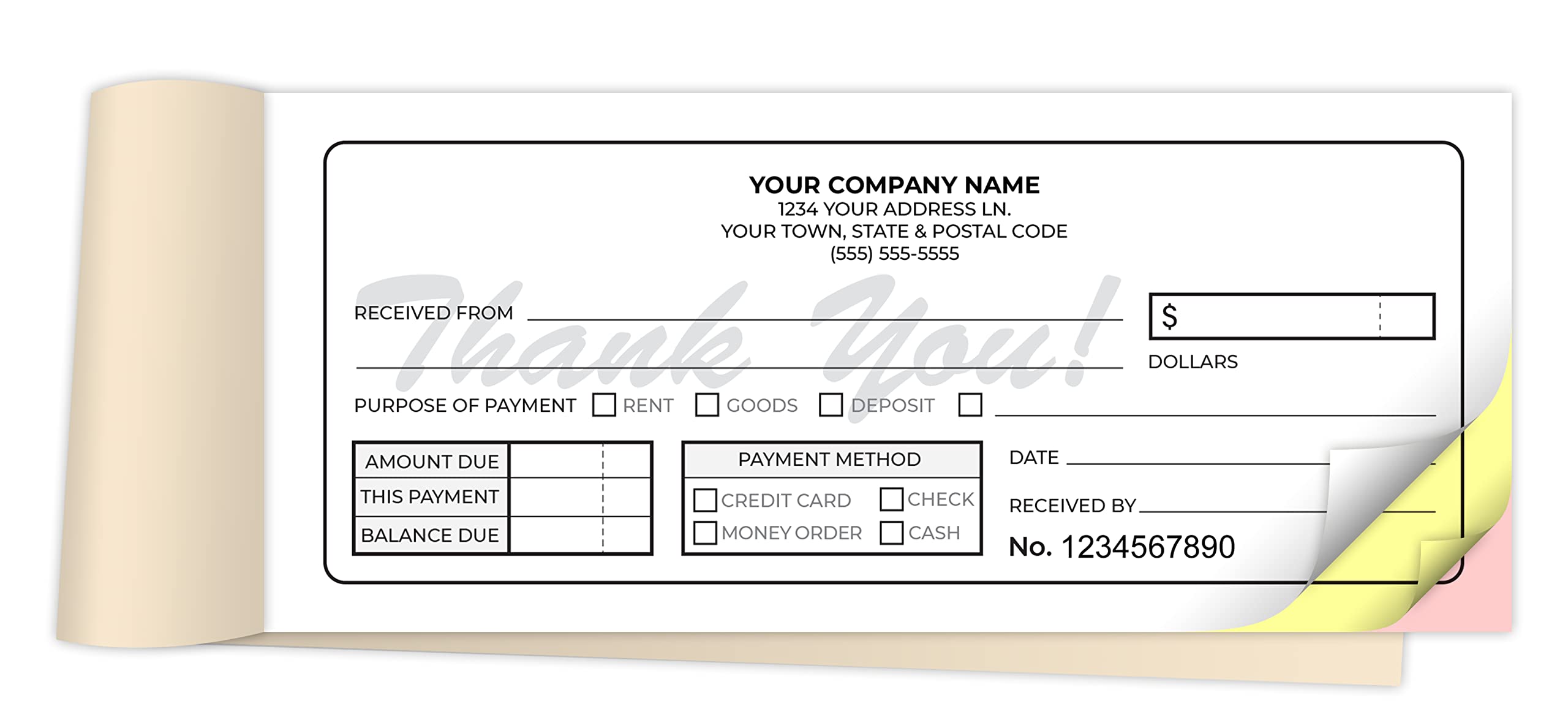 Custom 2.83" x 7" Carbonless NCR Books in 3-Part Triplicate Invoices, Receipts, Work Orders, Sales Orders, Purchase Orders, Estimates, Quote Forms