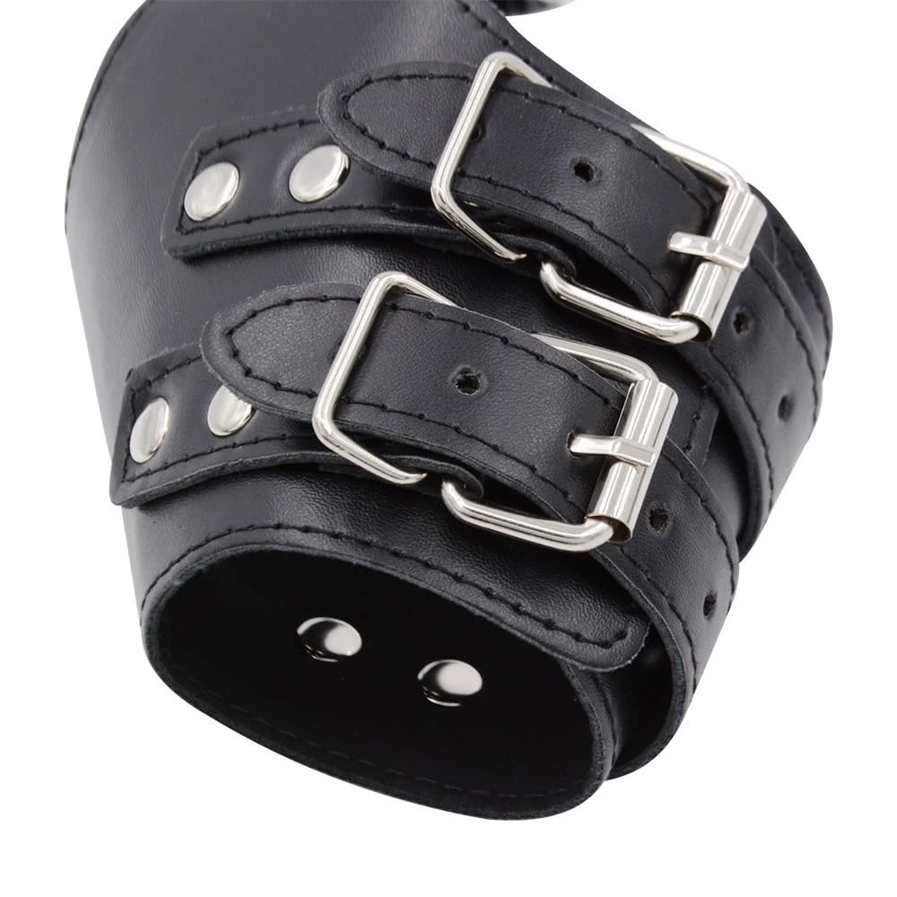 Sangle de suspension pour poignet de yoga - Kit d'entraînement de yoga - Accessoires réglables en cuir pour couples, hommes, femmes - Noir