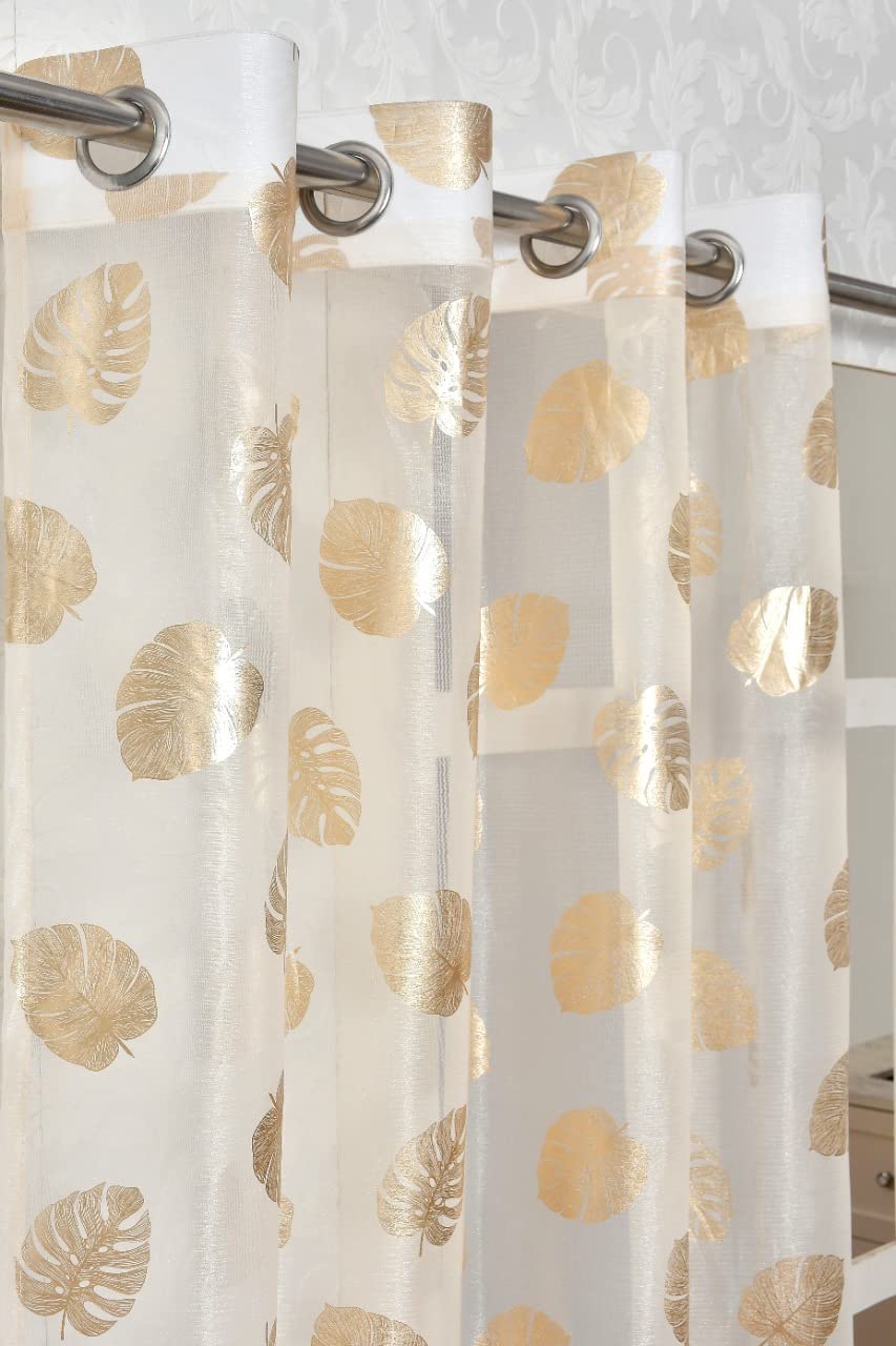 Rensum Heavy Net Curtains for Home Living Room Bedroom Kitchen, Transparent Tissue Foil Net 5Ft Window Curtain for Office Decor 1 Piece, Semi Sheer Drapes and Panels for Home (4x5 Feet) White Golden (B0C55VBDBG) Amazon Price History, Amazon Price Tracker