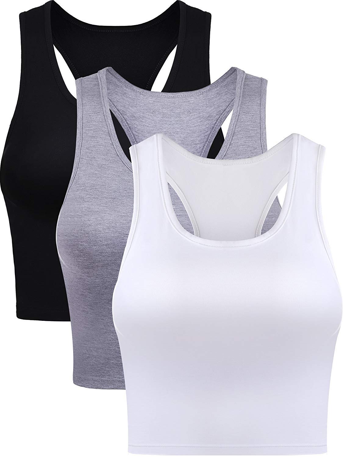 Boao Women's Basic Crop Top Tank, Opaque (Pack of 3)