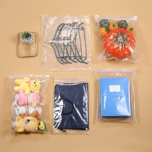 Miniatura 8 de Somoga 20 bolsas de polietileno con cierre de cremallera transparente de 12 x 12 pulgadas de grosor de 4 mil, bolsas de plástico resellables con