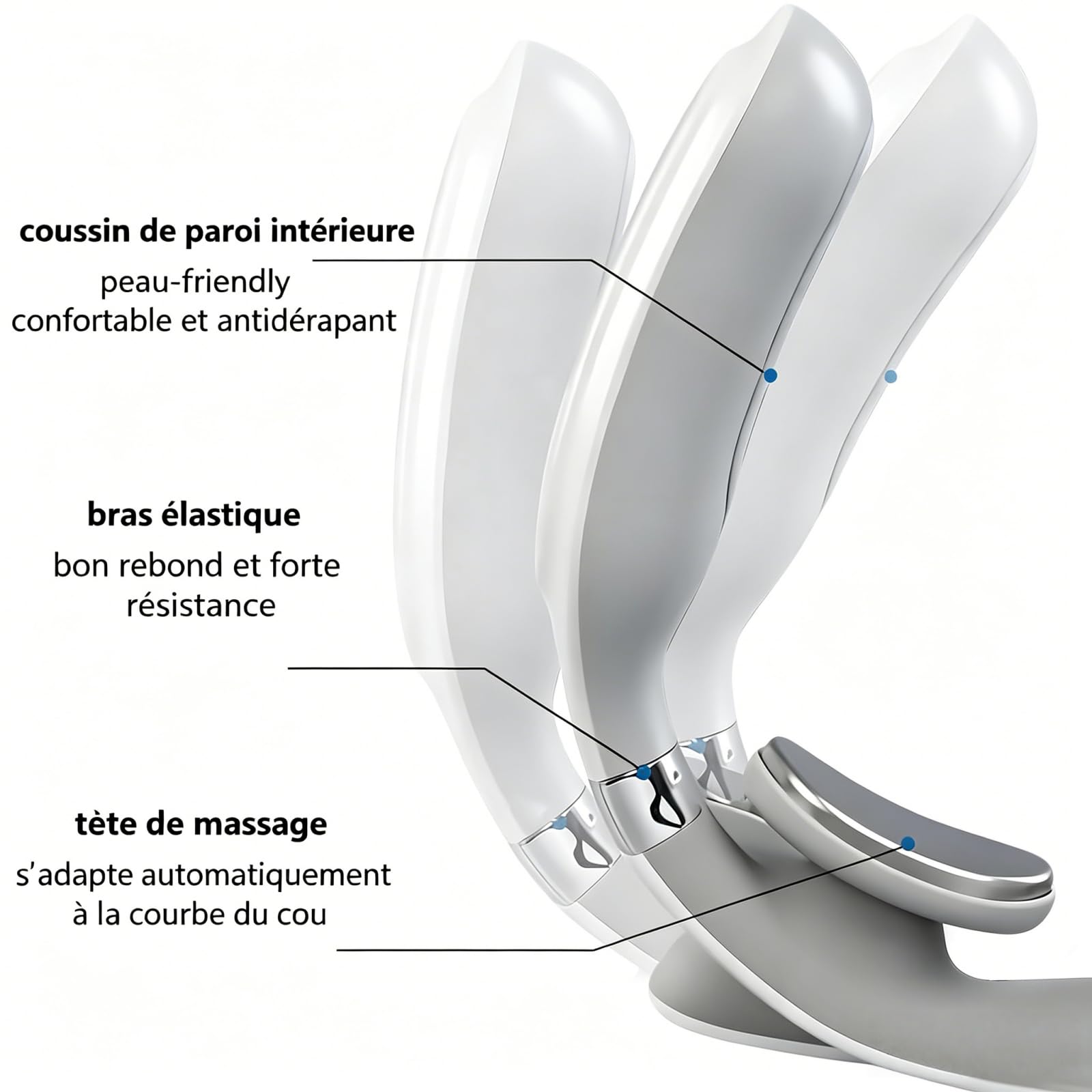 Kalivea Cervicalm,Masseur Électrique de Cou Sans Fil,6 Modes de Massage Chauffant,16 Intensités Ajustables,Masseur Portable Ergonomique pour Relaxation Cou et Épaules