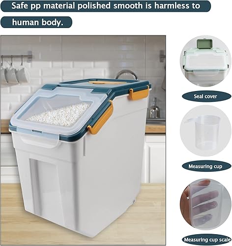 Miniatura 5 de AnRui Contenedor de almacenamiento de alimentos para perros con cuchara, contenedor grande hermético de plástico para comida seca de mascotas,