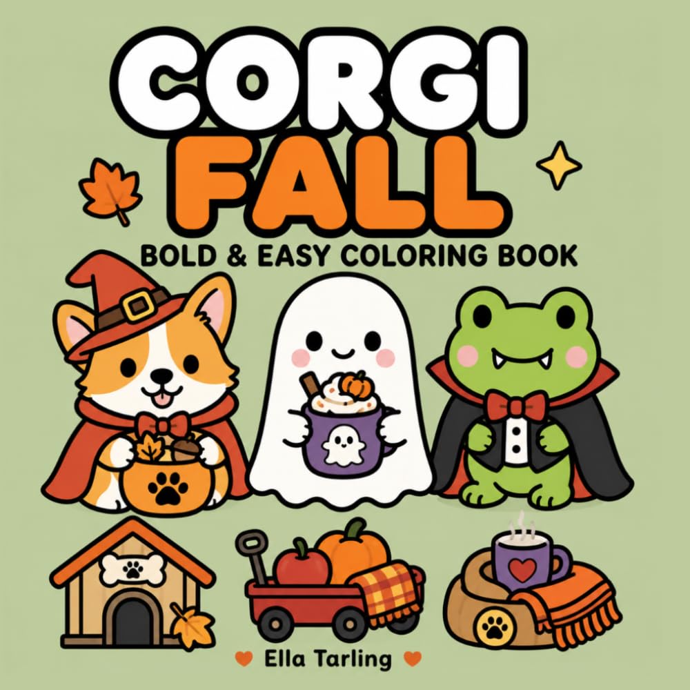 Corgi Fall Coloring Book: Cozy Autumn Coloring Pages for Relaxing Moments and Seasonal Creative Fun (Cozy Animal Coloring Series)