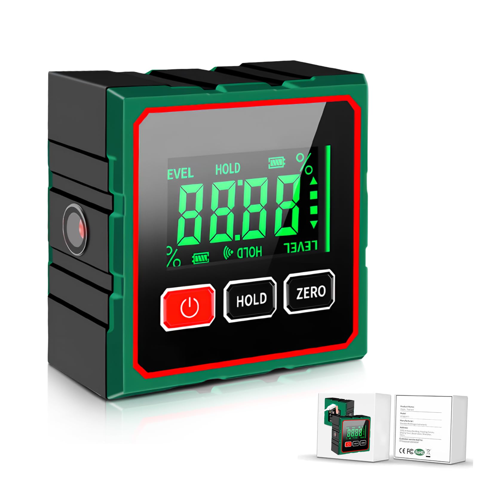 Angle Finder Digital Angle Finder with Laser, 4 Side Strong Magnetic Digital & LCD Display, USB Rechargeable Magnetic Digital Spirit Level, Protractor Inclinometer for DIY Woodworking, Construction