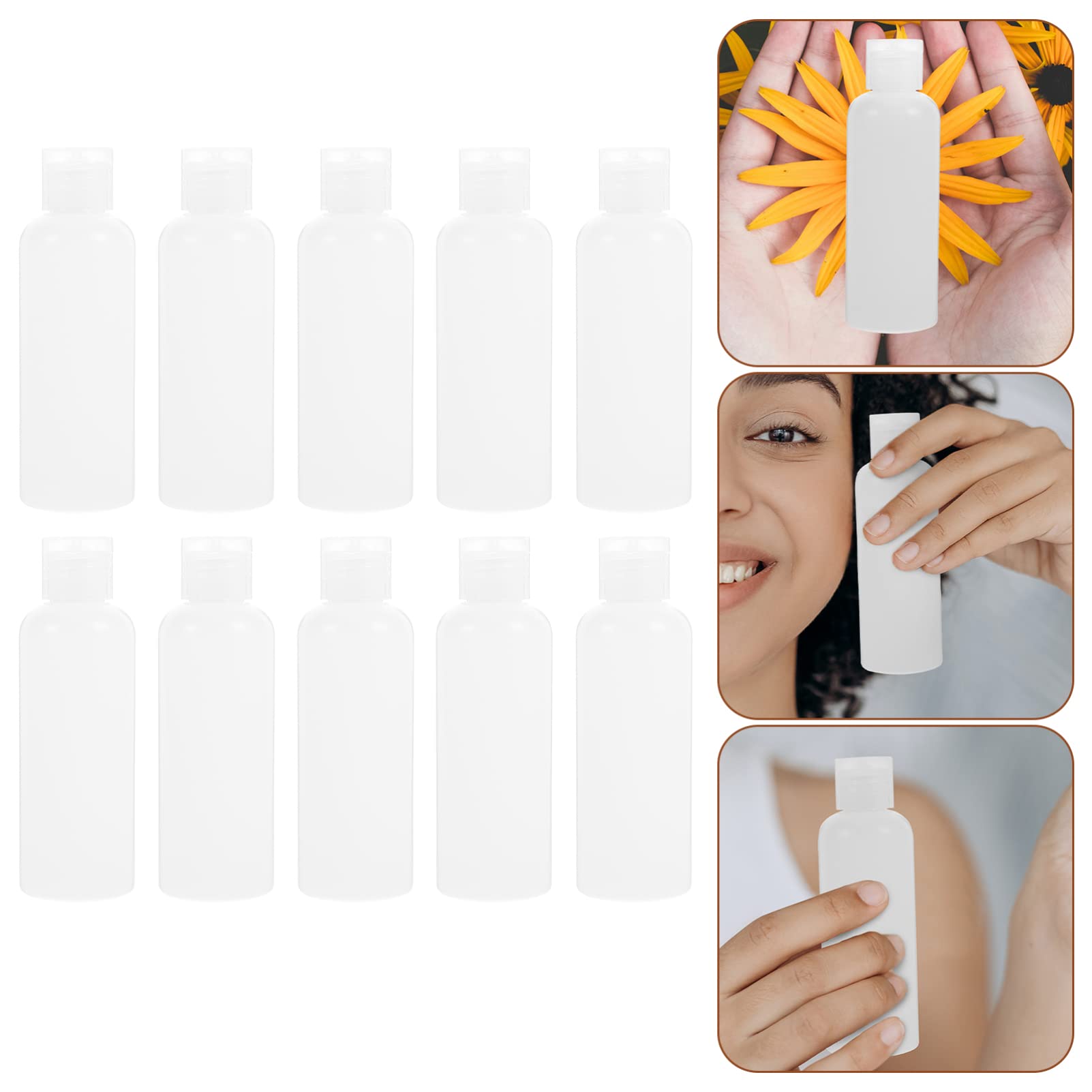 Mipcase 50 Pezzi Flaconi da Viaggio 100ml in Pe Bianco, Bottiglie Vuote Flip-top per Lozione e Shampoo, Pratiche e Antigoccia