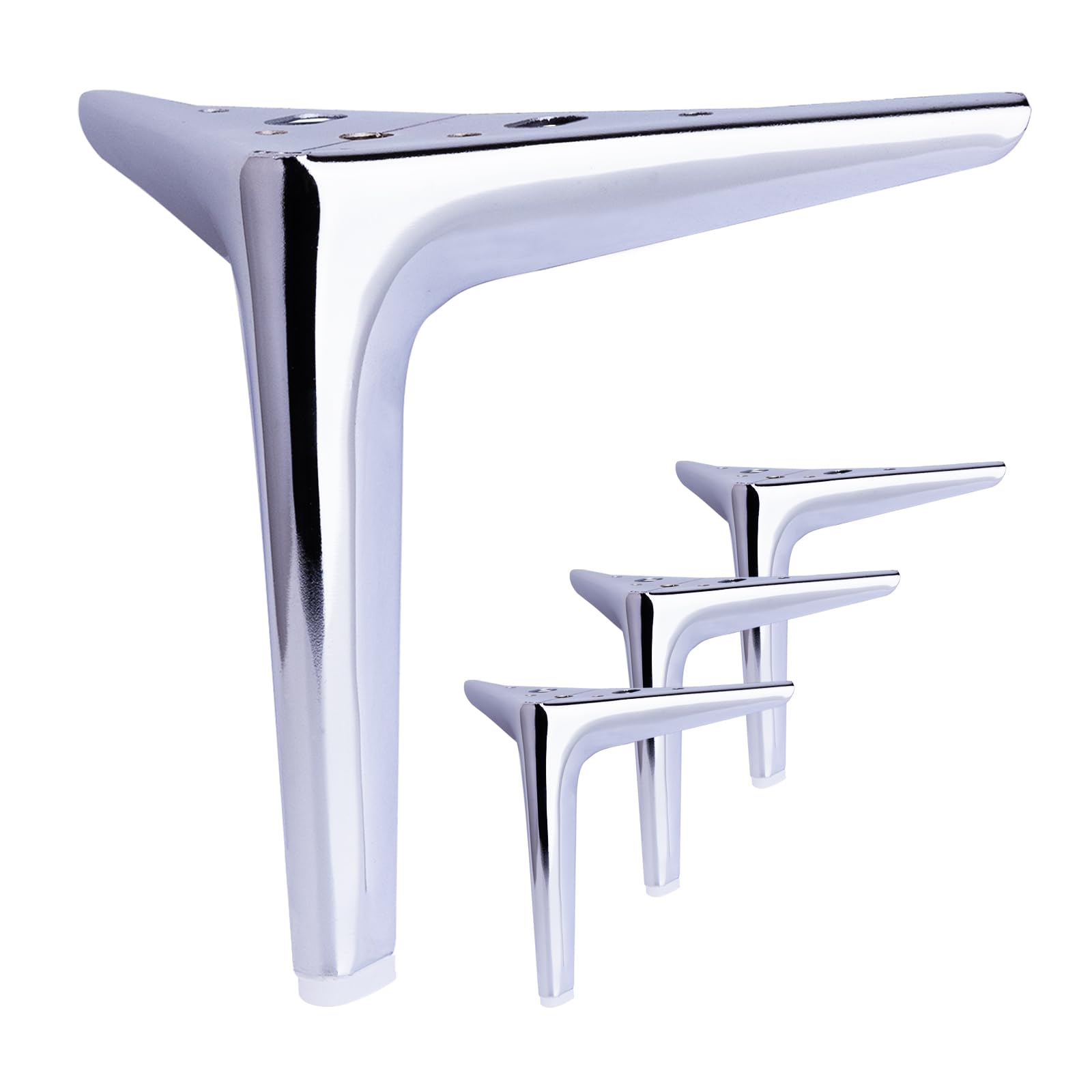 Anterrific 18 cm/7 inch Shiny Silver Furniture Legs, Metal Legs for Furniture Set of 4, DIY Replacement for Sofa, Cabinet, Ottoman, Table, Night stand and Dresser Legs (Shiny Silver, 18 cm)