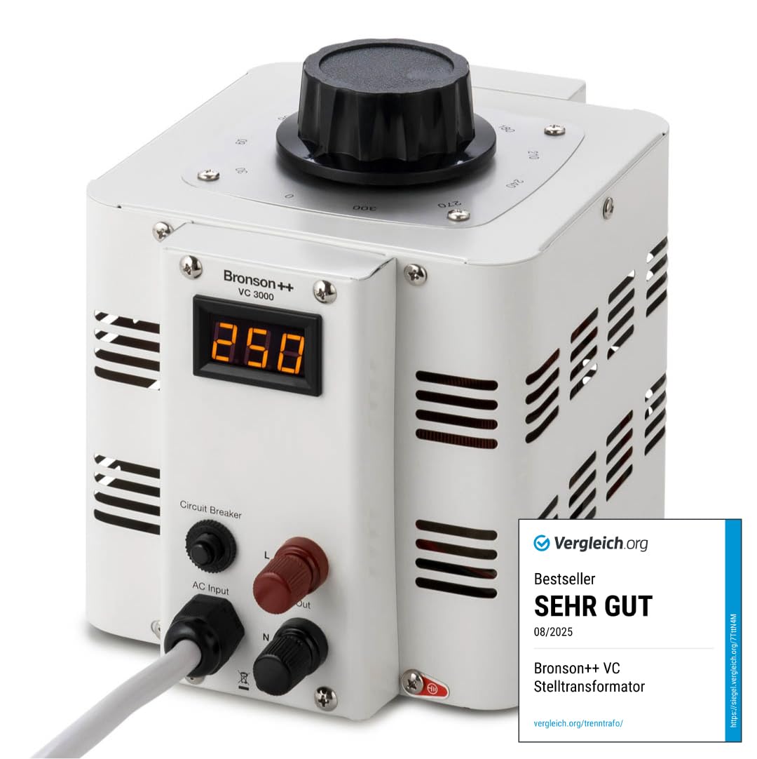 Bronson++ VC 3000 trasformatore variabile variac - in: 230 V - uscita: 0-300 V - 3000 Watt