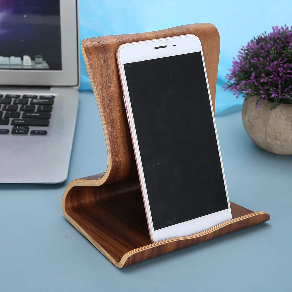 Fdit Supporto Telefono in Legno per Scrivania, Porta Cellulare da Tavolo Universale, Compatibile Smartphone e Tablet