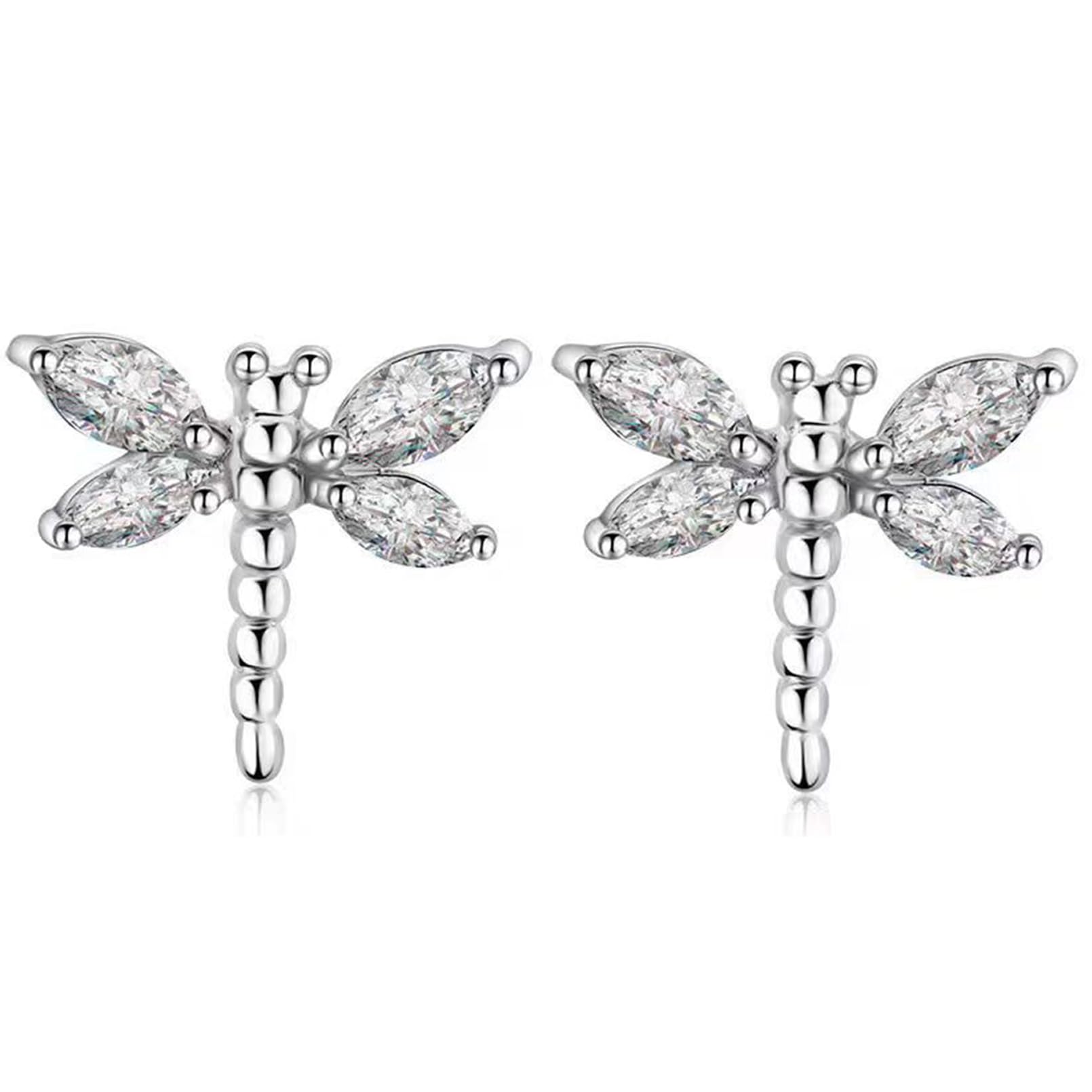 Sterling Silver Cute Dragonfly Stud Earrings