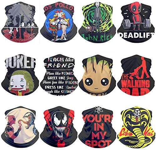 12pcs Magic Scarf Outdoor Headwear Bandana Sports Tube UV Face Mask for Workout Yoga Running Hiking Riding
