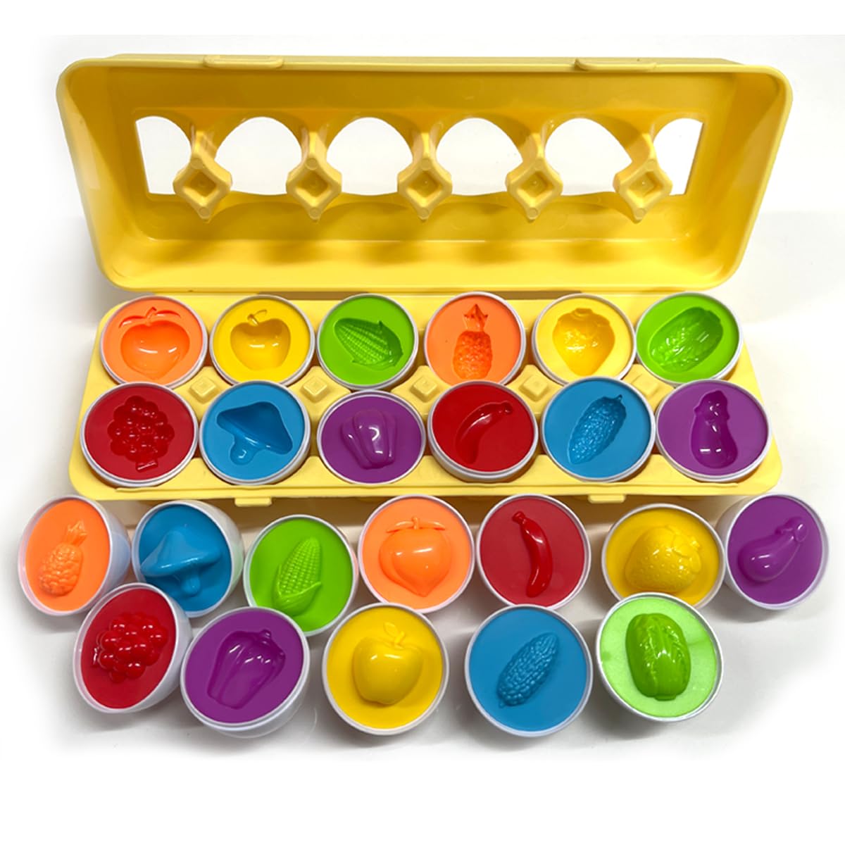 Xwin Sportseries Kids Matching Eggs 12PCs Vegetable Puzzle Educational Learning Toy for Children Montessori Fun for Baby Toys Puzzle Sensory Eggs with Storage Box Gift for Toddlers — image 1